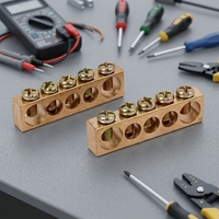 Barre de terre et connecteur de bornes HB HB 003 en laiton, 5 voies, avec connexion par vis, 50A, pour assemblage de panneau de commande
