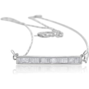 Collier pendentif en argent sterling plaqué rhodium avec diamant taille baguette 0,50 carats, serti en canal, chaîne à maillons, design géométrique - Product Image 2