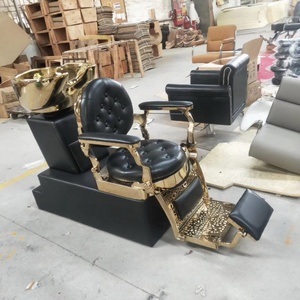 Kisen Ensemble de fauteuils de barbier très demandés avec bac de lavage gonflable pour le shampoing, mobilier de salon - Product Image 1