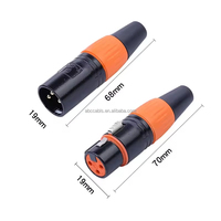 Connecteur XLR étanche 3 broches plaqué or mâle/femelle, prise audio micro avec joint orange et boîtier métallique pour microphone de scène