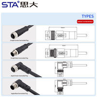 Connecteur circulaire étanche M14 mâle/femelle droit/à angle droit CAT5 hybride surmoulé blindé DIN pour câble d'alimentation et capteur PCB