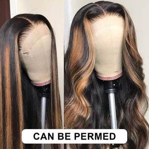 Pas cher Double Dessiné Surbrillance Couleur Lace front Remy Perruques Raw Natural Virgin 100% Real Human Hair Transparent Glueless Lace Wigs - Product Image 4
