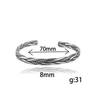 Yunnique Tibetan <b>Silver</b> Steel Color Titanium Steel Open <b>Bracelet</b> Twisted Woven Design Men Women Jewelry 28mm - Product Image 5