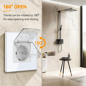 Enchufe de Pared Impermeable con Panel de Vidrio Templado 16A IP44, Caja de Montaje Redonda para Uso en Baños - Product Image 1