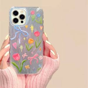 Funda de teléfono Ins con flores de colores para <span class=keywords><strong>iPhone</strong></span> 16 Pro Max 17 15 14 13 12 <span class=keywords><strong>11XS</strong></span> XR Max, funda de teléfono suave anticaída de gasa de plumas para personas mayores - Product Image 6