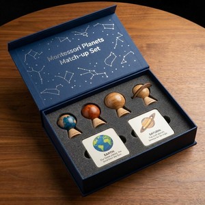 <span class=keywords><strong>Juego</strong></span> Educativo de Astronomía Montessori Personalizado de Madera con Sistema Solar, Globo Planetario y Tarjetas de Control de 3 Partes - Product Image 4