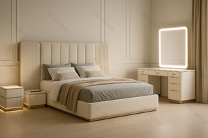 Modern Design Double Leather King <b>Bed</b> Wardrobe Dresser Wholesale Luxury Solid Wood Furniture Set for Hotels and Home Bedrooms - Product Image 5