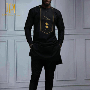 Artículos vendidos a granel, conjunto informal de dos piezas <span class=keywords><strong>para</strong></span> <span class=keywords><strong>hombres</strong></span>, ropa tradicional de Festival con bordado <span class=keywords><strong>africano</strong></span>, ropa elegante - Product Image 5