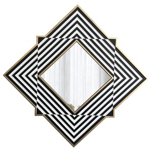 Espejo Decorativo de Pared Hecho a Mano con Patrón Geométrico de Rayas Blancas y Negras de Estilo Art <span class=keywords><strong>Deco</strong></span> <span class=keywords><strong>Simple</strong></span>, con Tamaño Personalizable - Product Image 1