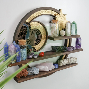 Étagère personnalisée en bois avec cristaux de lune, cadeau sorcier, support à épices, armoire d'apothicaire, décoration pour chambre d'enfant et autel, de la meilleure usine - Product Image 3