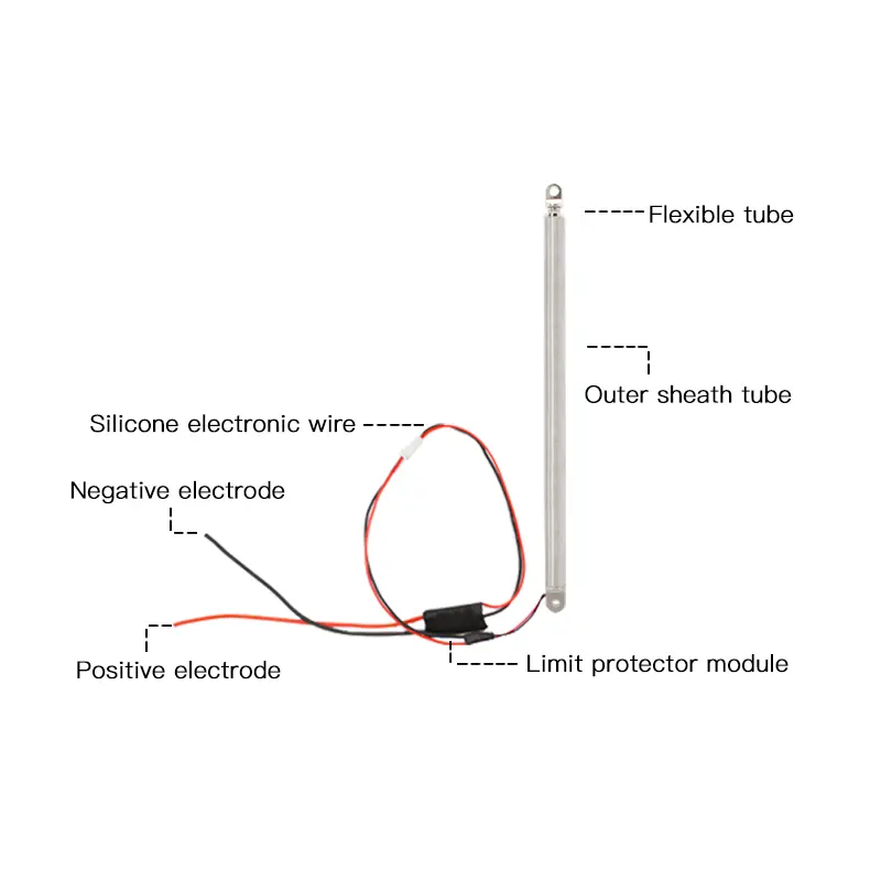 Hız 10 mm/sn küçük elektrikli itme-çekme teleskopik çubuk Limit koruma plakası ile kanepe asansör için 145*8mm Mini elektrikli aktüatör