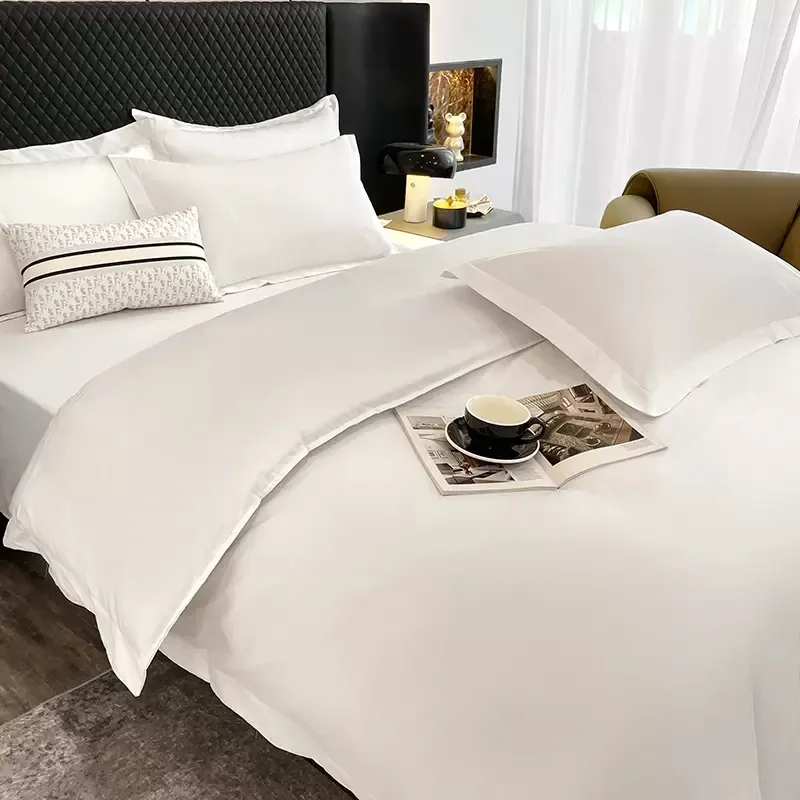 โรงแรม 5 ดาวขนาดคิงไซส์ผ้านวมชุดผ้าปูที่นอนชุดเครื่องนอน 4 ชิ้นผ้าพันคอผ้าฝ้ายอียิปต์ 100% ผ้าปูที่นอนไมโครไฟเบอร์