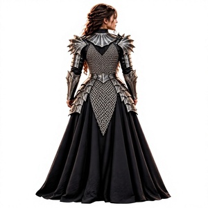 Traje de Armadura Medieval Plateada de Aluminio con Detalles de Placas de Malla, Disfraz de Moda, Artesanía Metálica, Estilo Antiguo Moderno - Product Image 4
