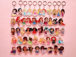 Breloques en acrylique personnalisées OEM/ODM : Princesse, Héroïnes (<span class=keywords><strong>Ariel</strong></span>, <span class=keywords><strong>Raiponce</strong></span>, Belle, Cendrillon, Blanche-Neige) – Cadeaux mignons - Product Image 1