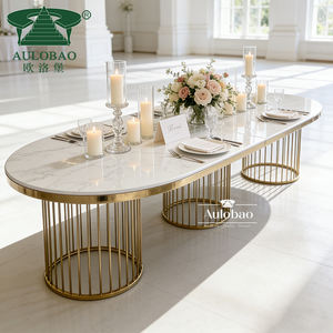 Table à manger moderne convertible luxueuse en laiton doré pour 8 personnes, pour mariage, maison, hôtel - Product Image 2