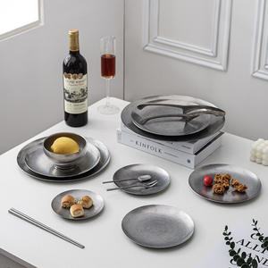 Réutilisable Vintage 304 En Acier Inoxydable Plaque Plat Dîner Ensemble Incassable pour La Maison En Plein Air Peu Profonde Soupe Bol Vaisselle - Product Image 4