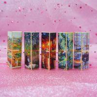 EN STOCK SANS QUANTITÉ MINIMALE DE COMMANDE Vente en gros Étui à rouge à lèvres carré magnétique vintage Van Gogh en relief, nouvelle arrivée, impression à l'huile, 3 motifs imprimés