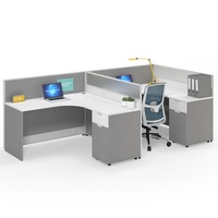 Bureau de séparation en forme de L moderne en bois pour 2 personnes, gain de place, mobilier de bureau, poste de travail pour la maison et l'école