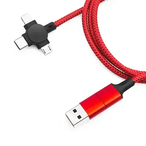 多充电电缆2A 5合1多USB超快速充电电缆线，带电话/usb-c/微型USB端口，用于手机/IP