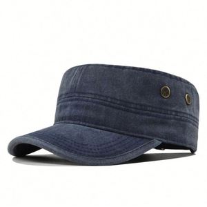 Unisex Cadet Hat Adjustable Baseball Vintage Washed Denim Cotton Flat <b>Top</b> Cap Outdoor - Product Image 2