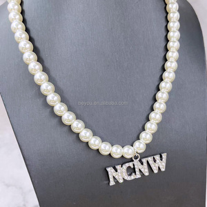 Mode personnalisée collier de perles fines Conseil national des femmes noires cristal lettre NCNW déclaration pendentif à breloque collier dames - Product Image 3