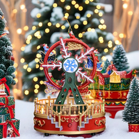 Nouvelle Offre Spéciale : Mouvement de Boîte à Musique Grande Roue de Noël avec Figurines et Lumières Colorées – Décorations de Noël d'Intérieur en Gros