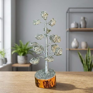 NOBLESTONE GEMS Arbre en cristal de pyrite naturelle sculpté, sculpture florale en pierre, minéral doré pour la maison, Feng Shui, cadeau de Noël - Product Image 4