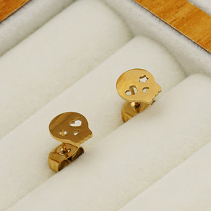ZOGXIN Skull <b>Stud</b> Earrings Gold Plated Stainless Steel Hip Hop Fashion Jewelry <b>For</b> Women <b>Men</b> Unisex Ear <b>Studs</b> - Product Image 4