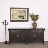 Meilleure table console en bois massif noir vintage de style chinois personnalisée pour salon avec 4 portes
