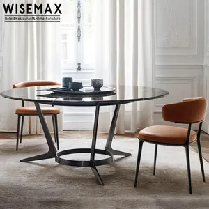 WISEMAX FURNITURE Nordic style luxury restaurant furniture good quality leather chair aluminum dining chair for home dining room