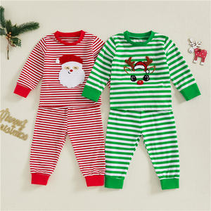 Bajo MOQ personalizado bordado fabricante <span class=keywords><strong>Navidad</strong></span> Bebé <span class=keywords><strong>Ropa</strong></span> bordada manga larga sudadera cintura elástica pantalones chico trajes - Product Image 1