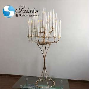 कहा ZT-361 नए 25 हथियार ग्लास सिलेंडर की लंबी शादी कैंडेलब्रा शानदार टेबल सजावट - Product Image 2