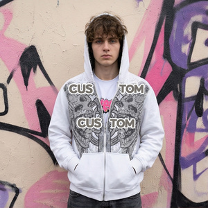 Fabricante de Sudaderas Streetwear con Cremallera, Felpa Francesa, Gruesa, Corte Cuadrado, Gráfico DTG Personalizado, Sudaderas con Cremallera - Product Image 1