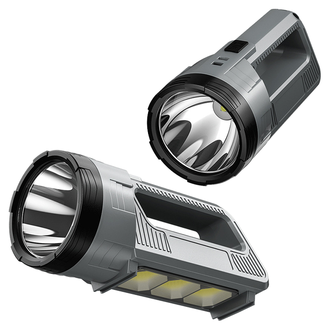 High Power Multi-Function Cob Floodlight LED Searchlight Handheld Tactical Flashlight Red Light Warning IP55 Li-Ion Rechargeable