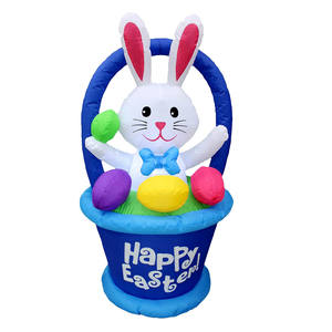 4FT Easter Bunny <b>Eggs</b> in Basket Inflatable for Indoor & Outdoor Waterproof LED <b>Light</b>-Up Decor for Yard Lawn Holiday Party - Product Image 1