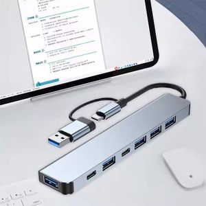 ฮับ USB 3.0 7 in 1 แบบหลายพอร์ต พร้อมแท่นวางเชื่อมต่อ Type C ตัวแยกสัญญาณ 5W PD อะแดปเตอร์ ฮับข้อมูล สำหรับโน้ตบุ๊ก แล็ปท็อป แท็บเล็ต พีซี - Product Image 2