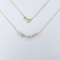 Collana con Pendente in Oro Giallo 18K con Diamante Coltivato in Laboratorio, Irregolare, Misto, Unico, Stratificato, Regolabile, Gioiello Raffinato da Donna, Ciondolo Delicato