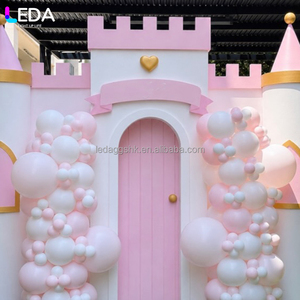 ชุดตกแต่งงานวันเกิดสไตล์เจ้าหญิง LEDA แบบกำหนดเอง ฉากหลังสีชมพู ชุดปราสาทอะคริลิค 3 มิติ สำหรับงานแต่งงาน - Product Image 4