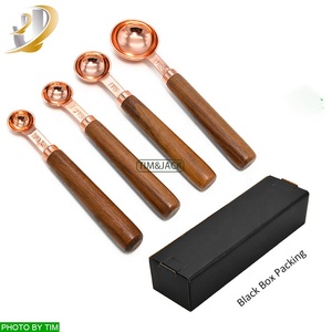 Thoải Mái Chất Chống Đông Xử Lý Nhà Bếp Nướng Công Cụ Đo 8Pcs/4Pcs Bộ Gỗ Óc Chó Xử Lý Đo Ly Và Thìa - Product Image 3