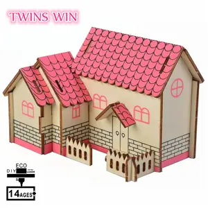 Di legno 3D di puzzle per bambini puzzle di giocattoli cabina DIY di modello di montaggio regalo di personalizzazione fai da te 35