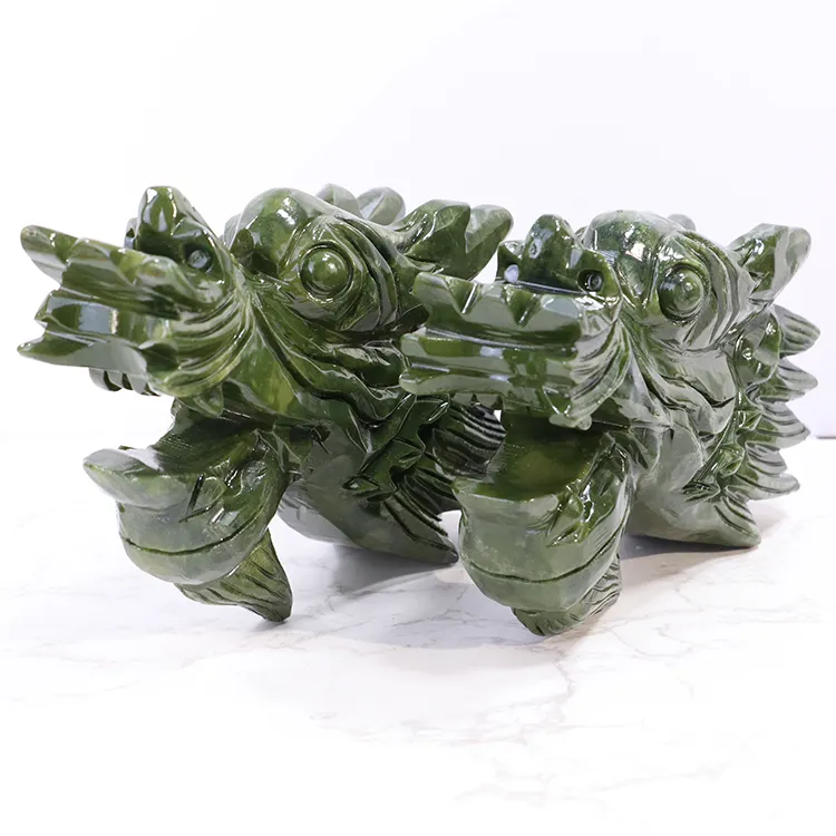 Китай, зеленый нефрит, резной фэншуй, черепа дракона из Южной Африки, украшения для офиса, подарок