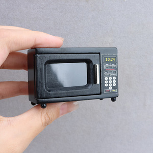 Casa de muñecas 1:12, muebles <span class=keywords><strong>miniatura</strong></span> de madera para cocina, microescena, <span class=keywords><strong>horno</strong></span> <span class=keywords><strong>microondas</strong></span> negro en <span class=keywords><strong>miniatura</strong></span> - Product Image 3