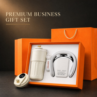 Coffret Cadeau Premium Exécutif : Gobelet Intelligent à Affichage de Température et Masseur Cervical, Logo Personnalisé, Cadeaux d'Entreprise