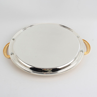 Plateau en métal décoratif à motif arabesque de style islamique marocain avec poignées pour cadeau de Ramadan, de l'Aïd et vaisselle de table