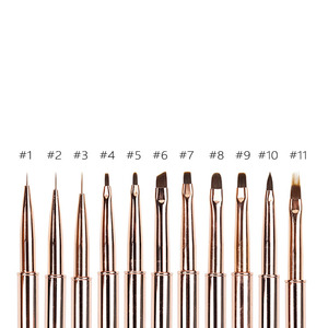 Pinceau à ongles en nylon avec manche métallique or rose de forme oblique pour le gel, le vernis, le nail art, la manucure, outil de salon - Product Image 5