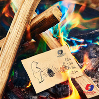 Poudre de feu mystique pour sac en papier, effet flamme néon magique, pour camping, fête, foyer, brasero, vente directe usine 2026