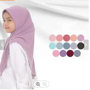 Teenage girls plain muslim hijab pull on islamic scarf hot sell kids instant hijab kids girls headscarf ramadan pray hat