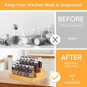 Garde-manger étagère organisateur porte-bouteille d'<span class=keywords><strong>épices</strong></span> cuisine extensible armoire de <span class=keywords><strong>rangement</strong></span> en bambou - Product Image 2
