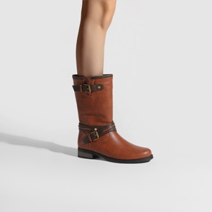 Bottines mi-<span class=keywords><strong>mollet</strong></span> rétro, <span class=keywords><strong>bottes</strong></span> à talon bas avec bride à boucle tressée délicate pour les trajets quotidiens, chaussures décontractées à bout rond pour l'automne/hiver - Product Image 1