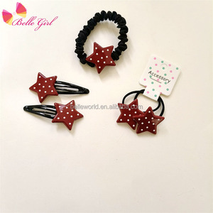 Belleworld Bán Buôn Phụ Kiện Tóc New Polka Dot Sao Bộ Tóc Màu Đỏ Clip Ban Nhạc Đàn Hồi Và Quan hệ Tóc Cho Cô Gái Phụ Nữ - Product Image 2